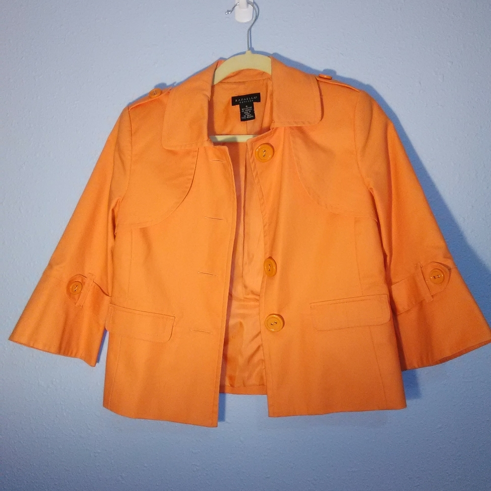 Fall Gorgeous Orange Bell Sleeve Button Up Jacket SM Rafaela Petites. EUC